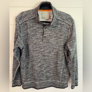 Men's 100% Cotton Marled Black Long Sleeve Henley Shirt MD Casual Closet Staple